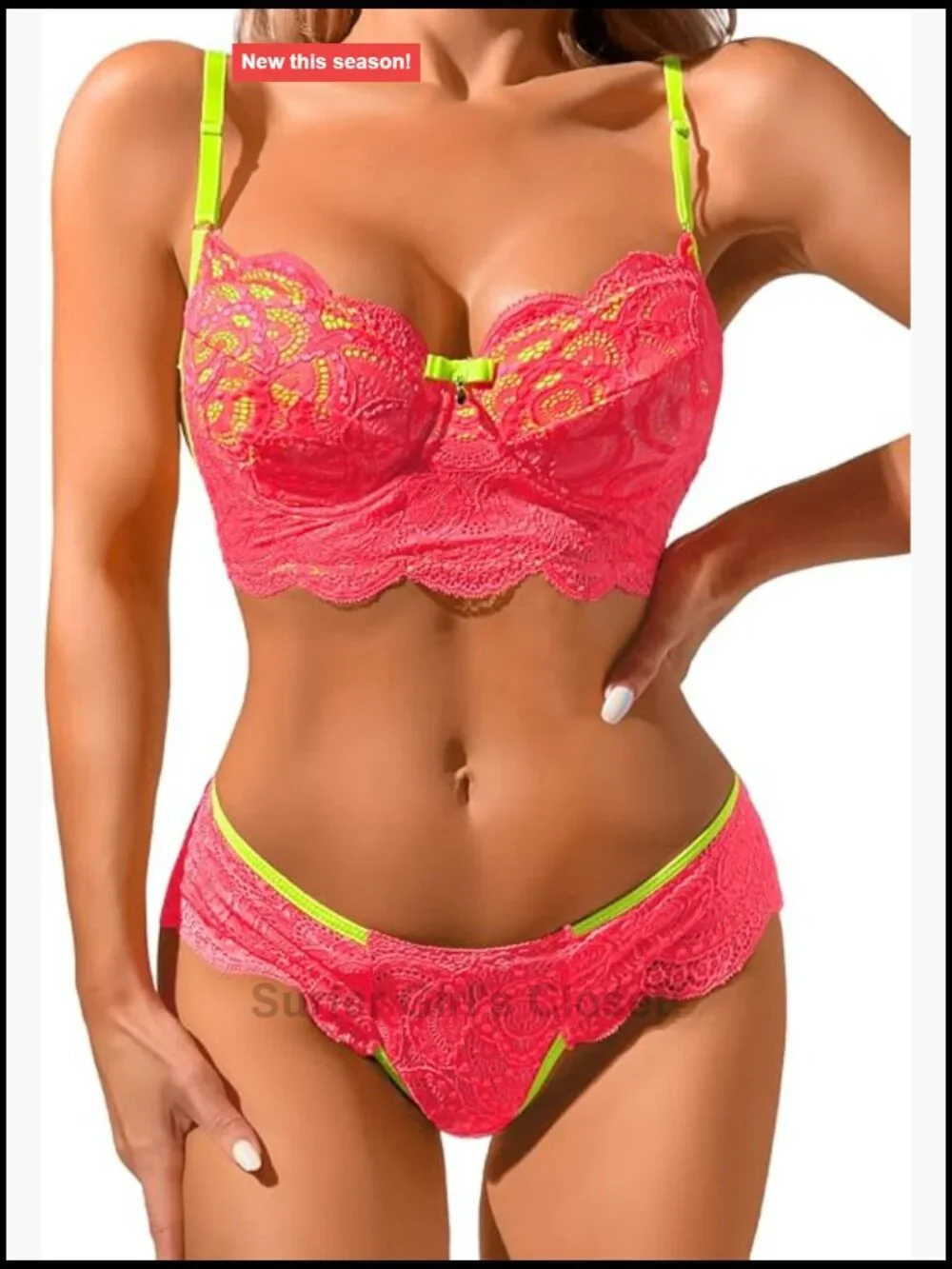 Kaei&Shi Lace Lingerie Set Two Tone Double Layer High Leg Underwire